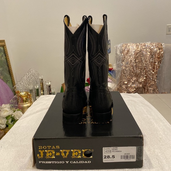 New with tags JE-VER real Lizard leather men’s cowboy boots size 9.5 USA - Picture 7 of 8